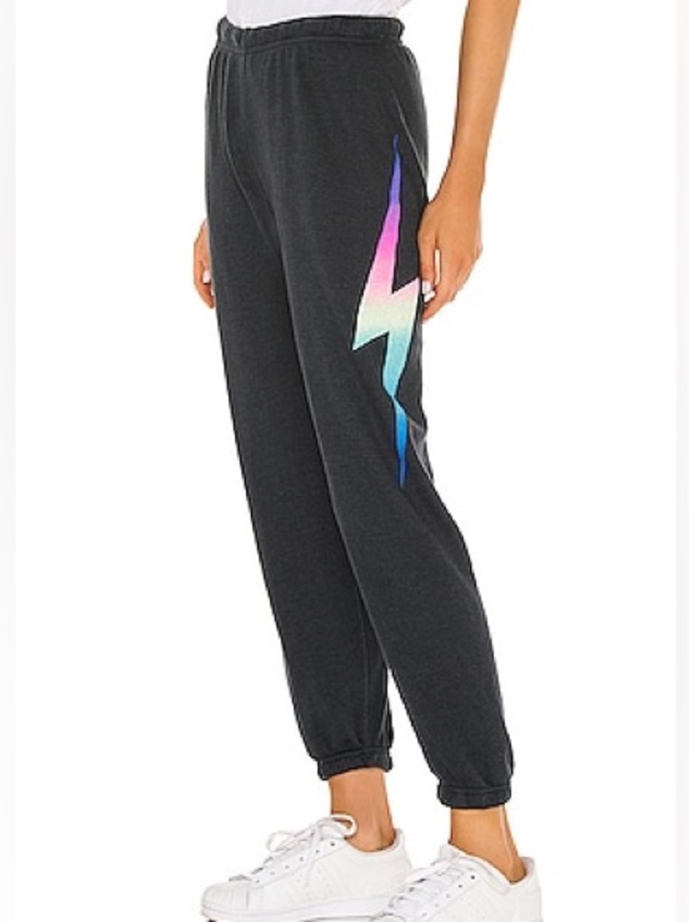 Aviator Nation Bolt Sweatpants Jogger Lightning Fleece Rainbow Pink Size Small